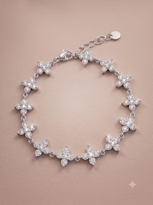 Bracelet doré fleurs multicolores serties de strass