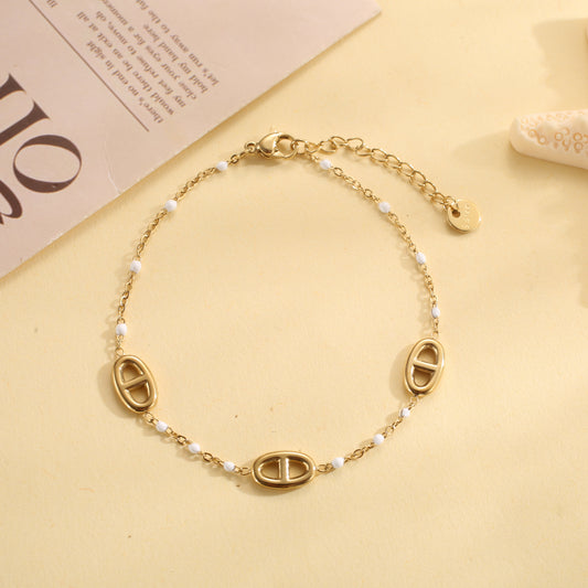 Bracelet chaîne émaillé maille marine