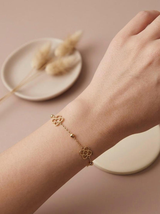 Bracelet chaîne fleurs fines ajourées
