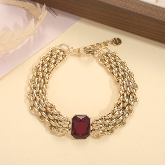 Bracelet chaîne tressée cristal rectangulaire