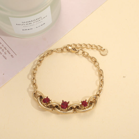 Bracelet chaîne maillon marine cristaux ovales