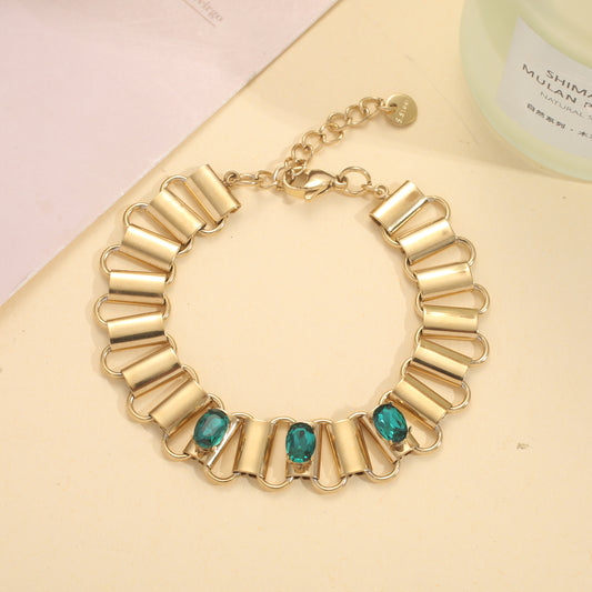 Bracelet chaîne tressée cristaux ovales