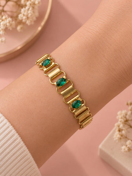 Bracelet chaîne tressée cristaux ovales