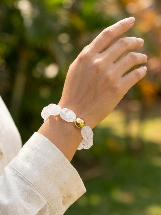 Bracelet élastique doré résine