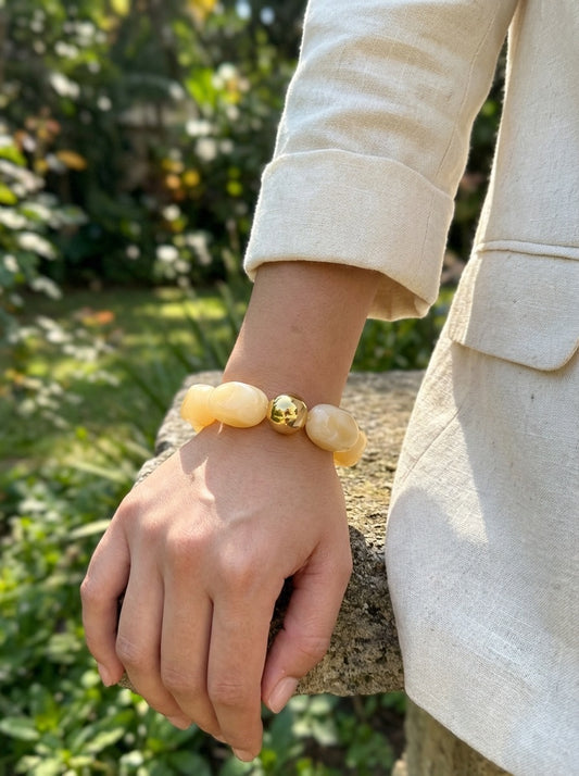 Bracelet élastique doré résine