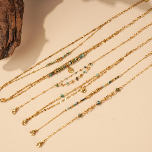 Lot de 6 bracelets bohèmes à pierres blanches