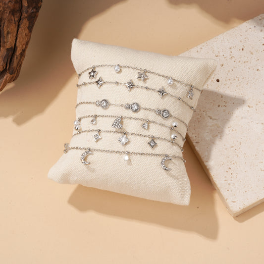 Lot de 6 bracelets séries strass et constellations