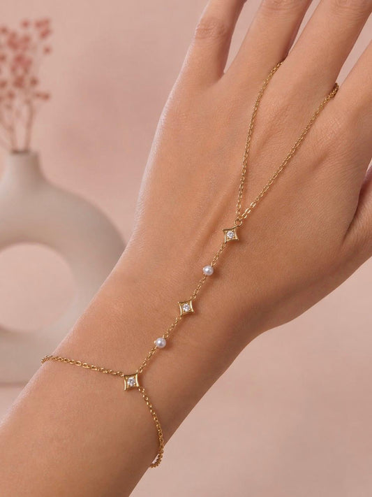 Chaîne de main losange strass et perles