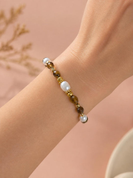 Bracelet pierre naturelle et perles synthétiques
