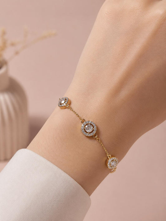 Bracelet chaîne médaillons sertis