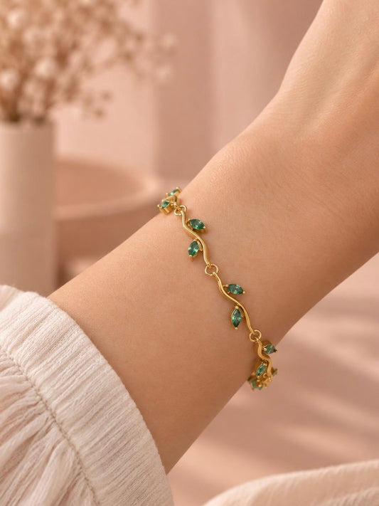Bracelet chaîne vague cristaux marquise pétales