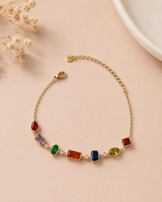 Bracelet fin doré zirconiums