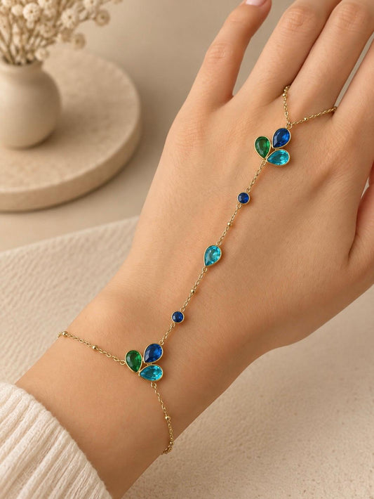 Chaîne de main strass coloré
