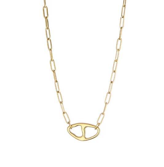 Collier doré pendentif ovale séparé martelé