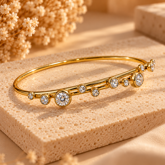 Bracelet jonc rigide ouvert zircons