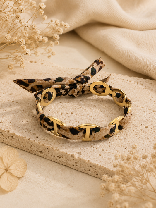 Bracelet ruban maillon marine imprimé