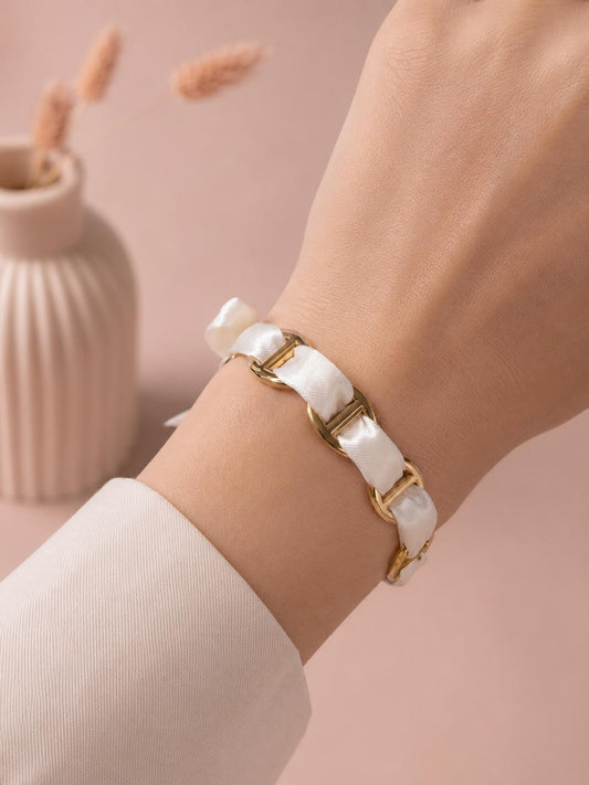Bracelet ruban maillon marine imprimé