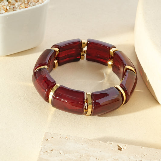 Bracelet tubes doré et en résine coloré