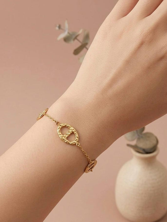 Bracelet chaîne maillons marine martelés