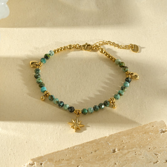 Bracelet pierre naturelle turquoise africaine étoile sertie