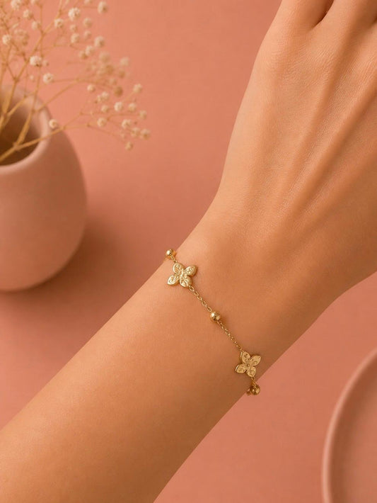 Bracelet fin fleurs martélés