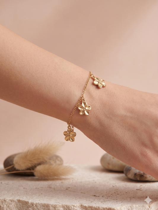 Bracelet pendant fleurs polies