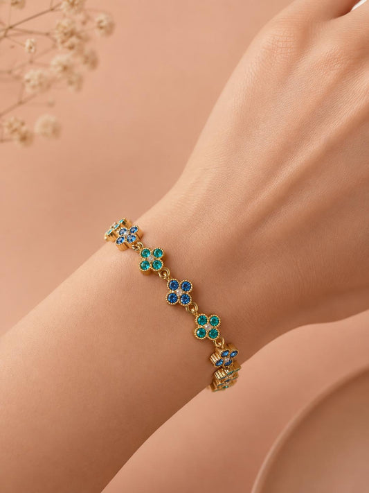 Bracelet chaîne trèfles sertis