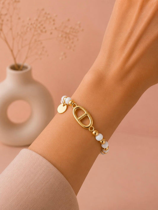 Bracelet perles et maillon marine élastiques