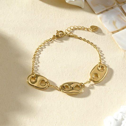 Bracelet chaîne maillons marine ovales