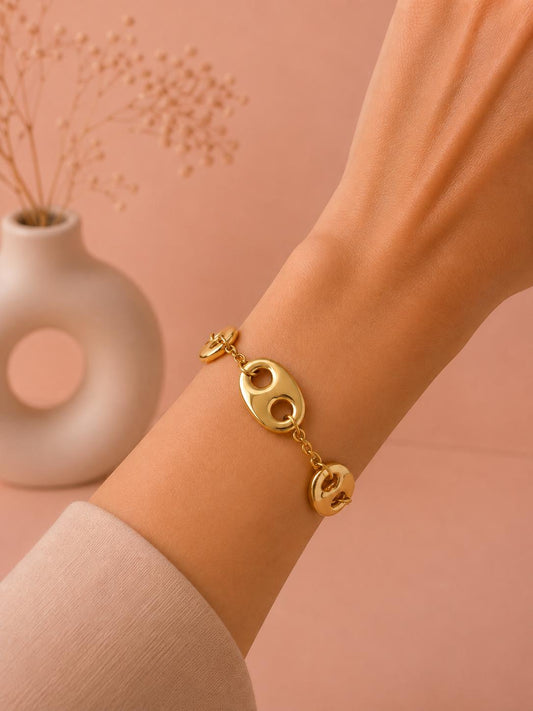 Bracelet chaîne maillons marine ovales
