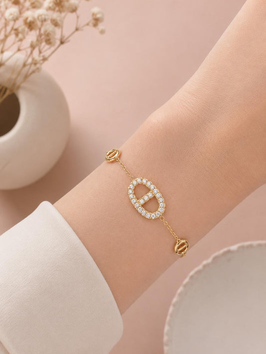 Bracelet chaîne fine maillon marine serti