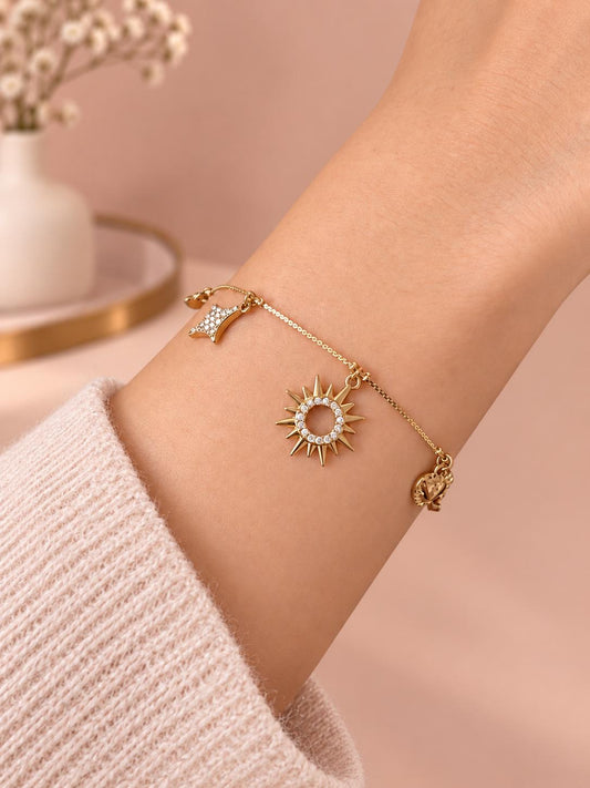 Bracelet breloques mixtes soleil étoile