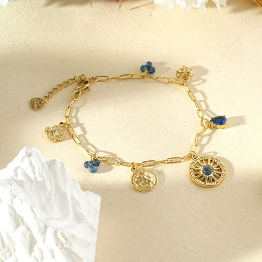 Bracelet chaîne à breloques pierres lapis lazuli