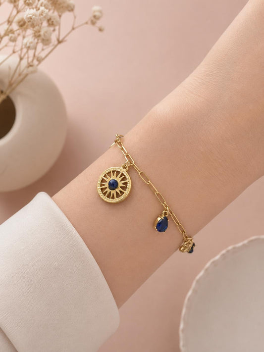 Bracelet chaîne à breloques pierres lapis lazuli