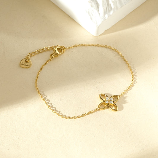 Bracelet chaîne fine fleur sertie