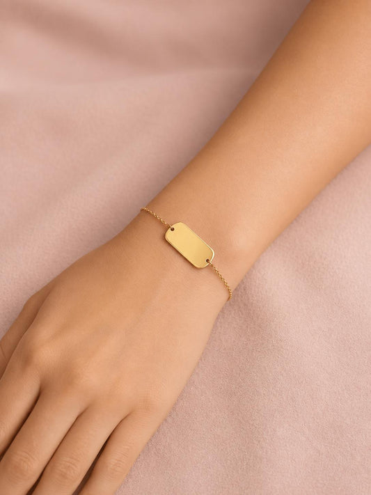 Bracelet médaillon rectangle lisse à graver