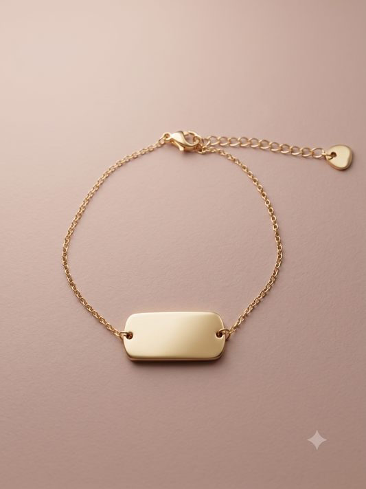 Bracelet médaillon rectangle lisse à graver