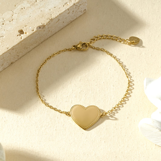 Bracelet chaîne fine cœur à graver