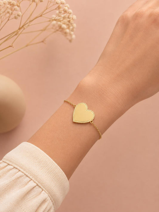 Bracelet chaîne fine cœur à graver