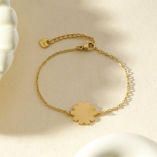 Bracelet chaîne fine fleur à graver