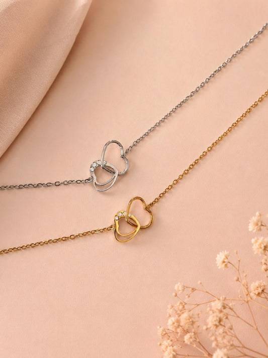 Bracelet double cœur entrelacé