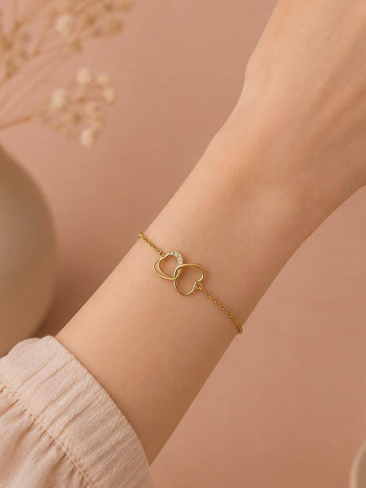 Bracelet double cœur entrelacé