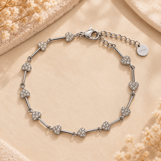 Bracelet rivière batons cœurs