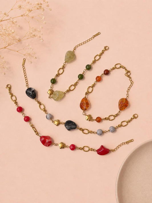 Bracelet chaine et boules de résine