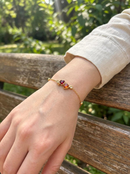 Bracelet double cœurs strass