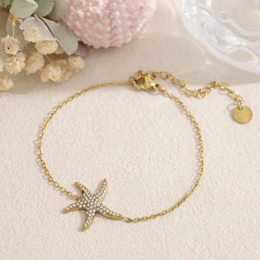 Bracelet étoile de mer dansante en strass