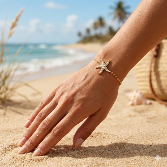 Bracelet étoile de mer dansante en strass