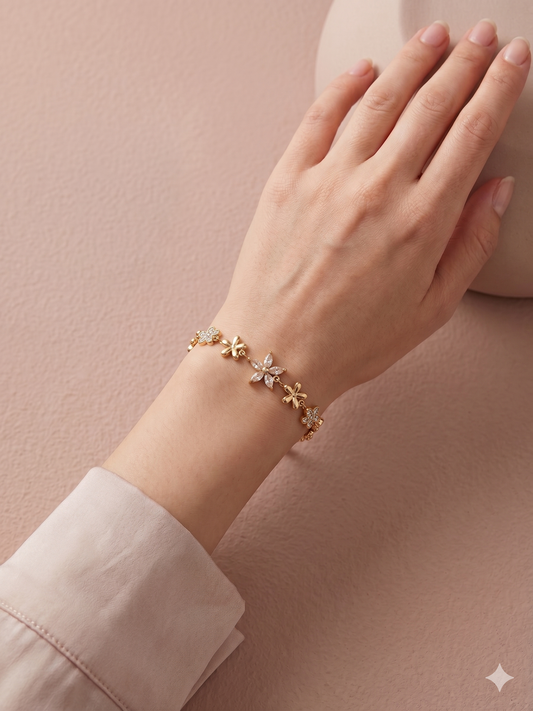 Bracelet à fleurs assorties et strass scintillants