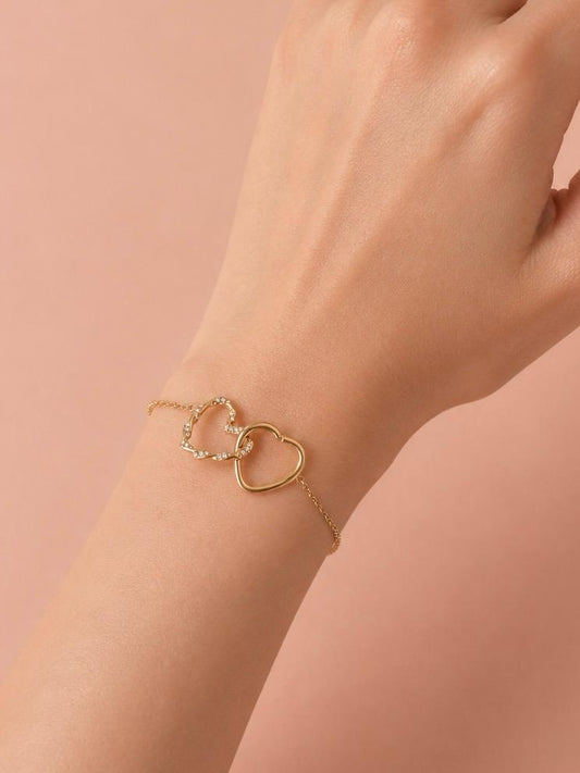 Bracelet double cœurs entrelacés