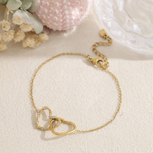 Bracelet double cœurs entrelacés